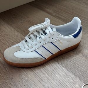 Adidas Samba White and Blue Sneakers